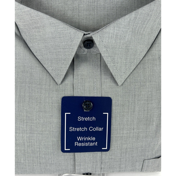George Mens Gray Long Sleeve Stretch Collar Classic Fit Shirt 3XL & 38-39 NEW! - Picture 2 of 6
